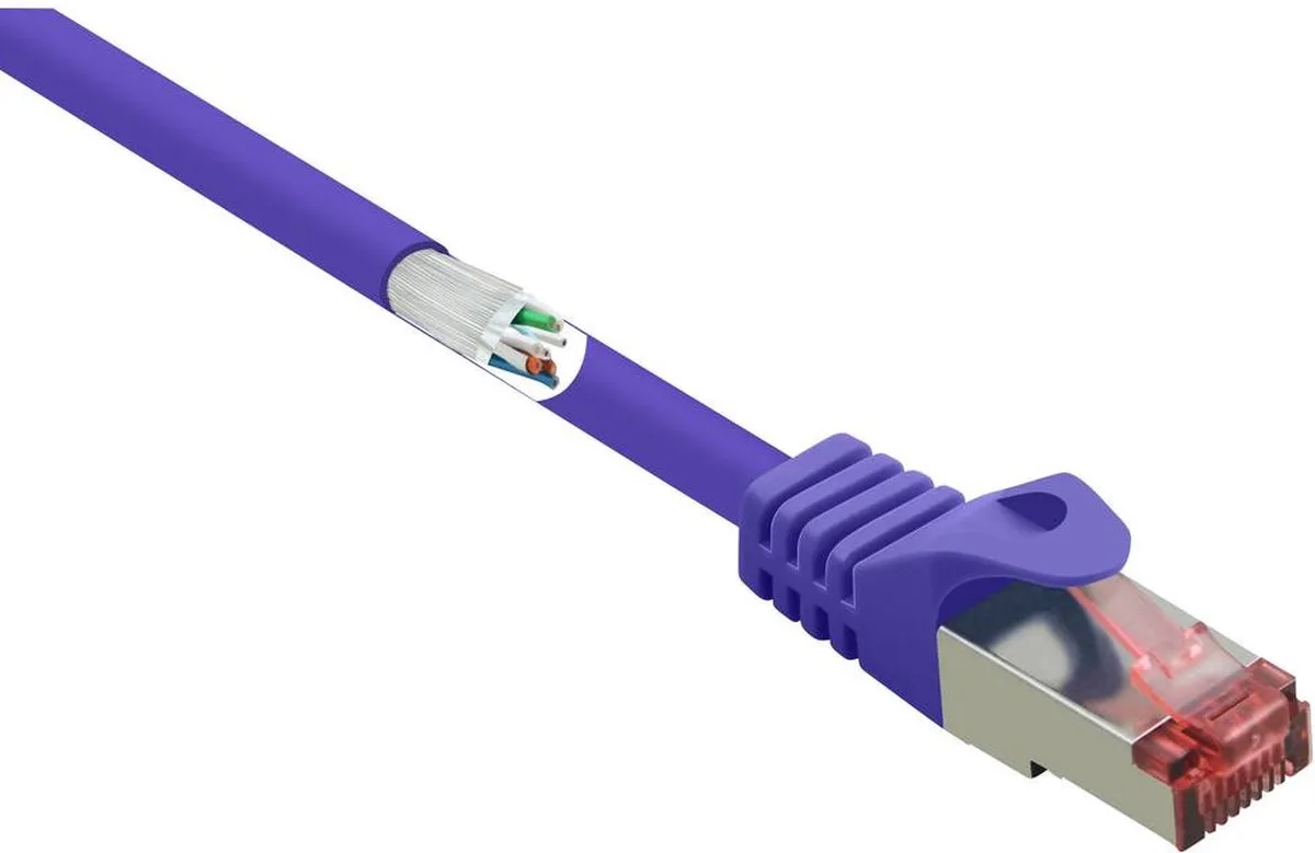 RF-4724922 RJ45 netværkskabel, patchkabel CAT 6 S/FTP 3.00 m violet snagless, forgyldte stik fra Renkforce i Lilla – produktbillede