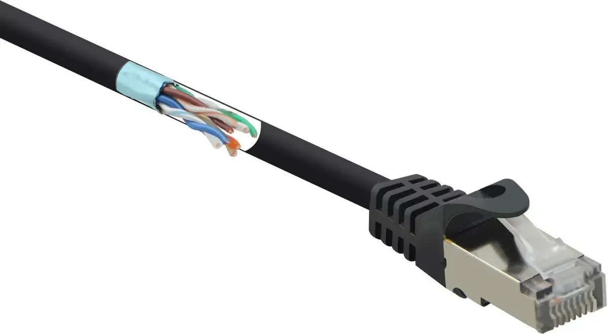 RF-4732884 RJ45 netwerkkabel, patchkabel CAT 5e F/UTP 5.00 m met clipbescherming, 1 st. van Renkforce in Zwart – productfoto