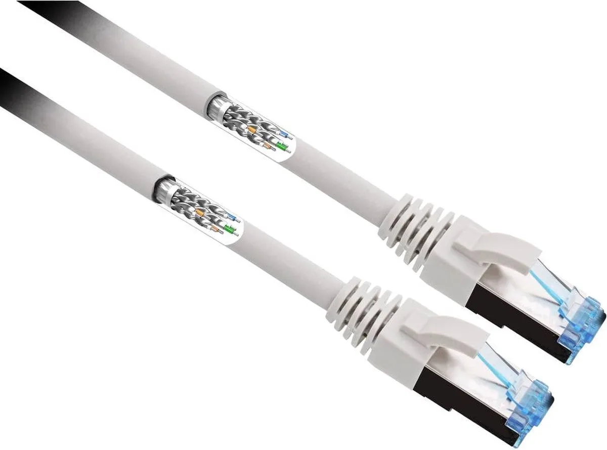 RF-4732886 RJ45 netværkskabel, patchkabel CAT 6A S/FTP 2.00 m grå, ekstra fleksibel, forgyldte stik fra Renkforce i Kleurloos – produktbillede