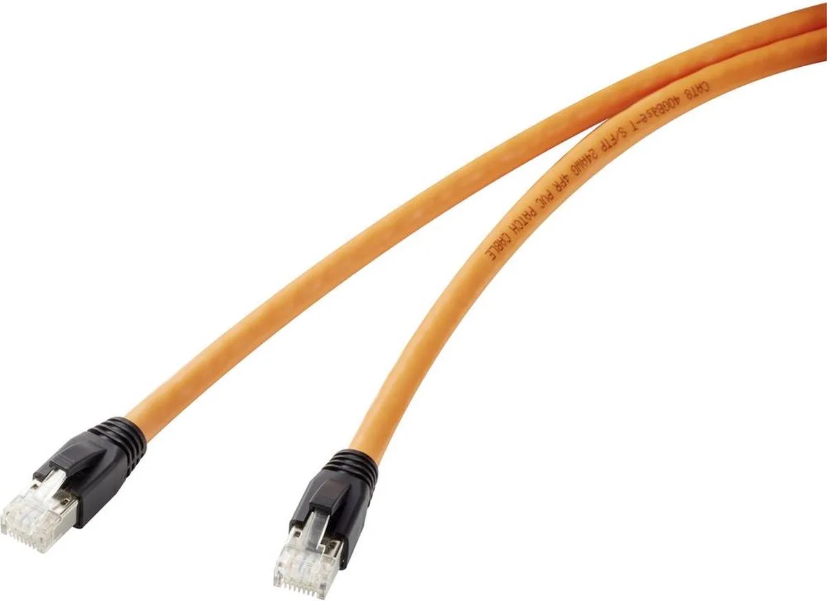 RF-4769892 RJ45 Netwerkkabel, patchkabel CAT 8.1 S/FTP 3.00 m Vergulde steekcontacten, Snagless 1 stuk van Renkforce in Oranje – productfoto