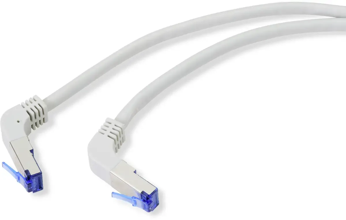 Patchkabel RF-4892470 RJ45 CAT 6a S/FTP 0.25 m, grijs, 90° naar beneden gehoekt, 1 st. van Renkforce – productfoto