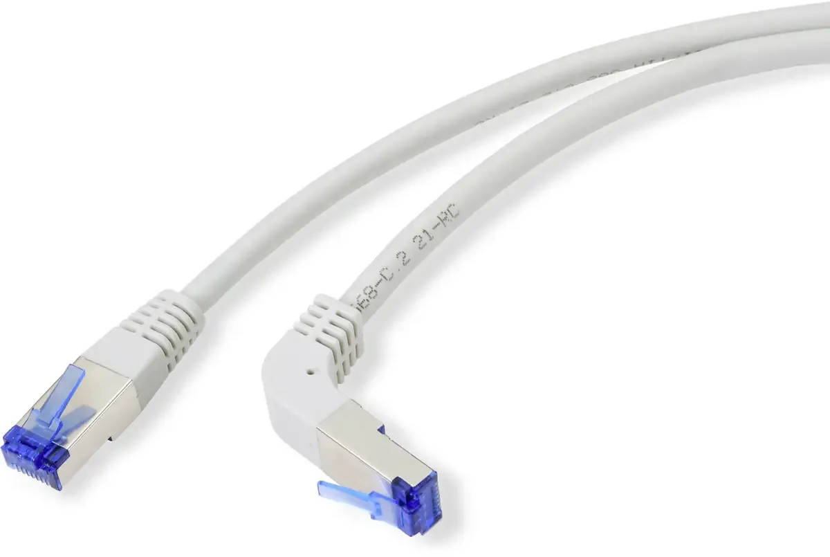 RF-4892528 RJ45 Netværkskabel, patchkabel CAT 6A S/FTP 0.50 m Vinklet 90° forneden 1 stk fra Renkforce i Grå – produktbillede