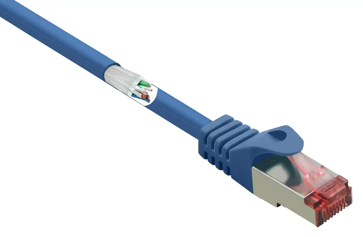 RF-4981664 RJ45 netwerkkabel, patchkabel CAT 6 S/FTP 2.00 m, met clipbescherming, vergulde connectoren, vlamvertragend, 1 st. van Renkforce in Blauw – productfoto