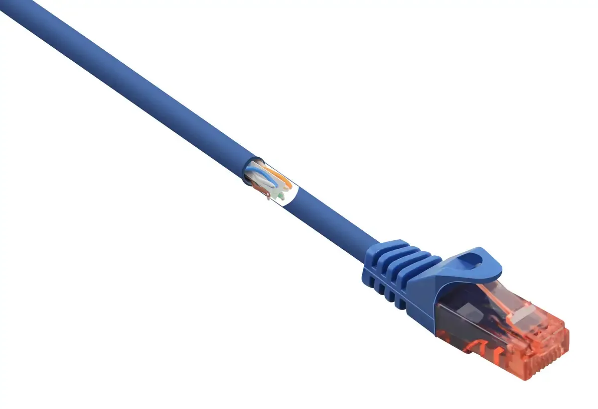 RF-5043878 RJ45 Netwerkkabel, patchkabel CAT 6 U/UTP 0.25 m Snagless, Halogeenvrij 1 stuk(s) van Renkforce in Blauw – productfoto