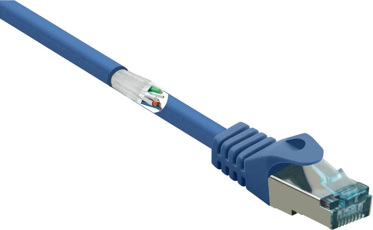 RF-5043918 RJ45 Netwerkkabel, patchkabel CAT 6A S/FTP 10.00 m Snagless, Vlambestendig 1 stuk(s) van Renkforce in Blauw – productfoto