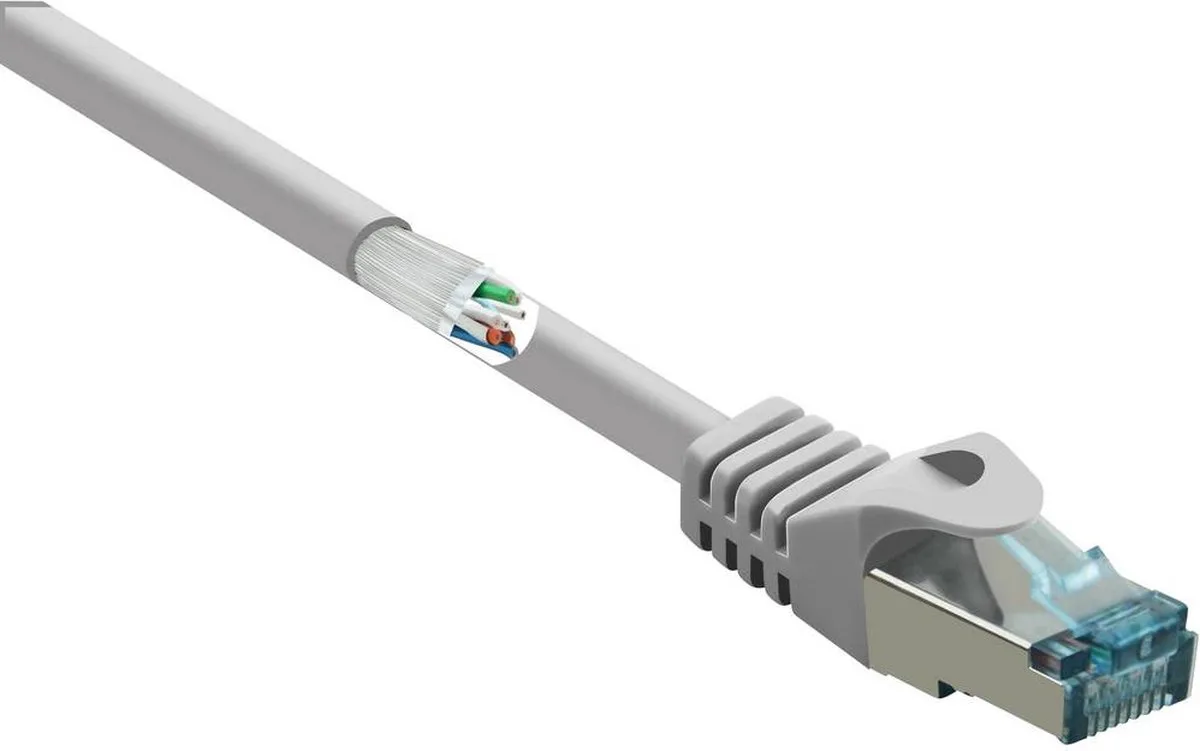 RF-5043946 RJ45 Netwerkkabel, patchkabel CAT 6A S/FTP 15.00 m Vlambestendig 1 stuk(s) van Renkforce in Grijs – productfoto