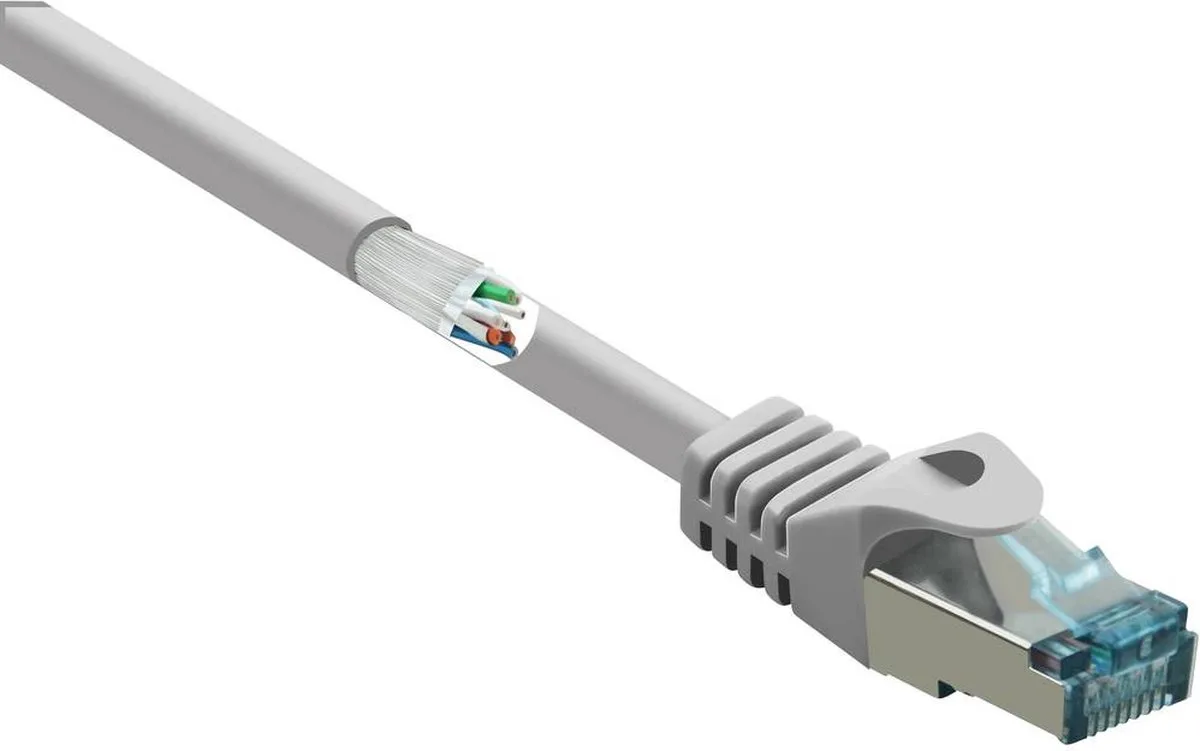 RF-5043948 RJ45 Netwerkkabel, patchkabel CAT 6A S/FTP 10.00 m Vlambestendig 1 stuk(s) van Renkforce in Grijs – productfoto