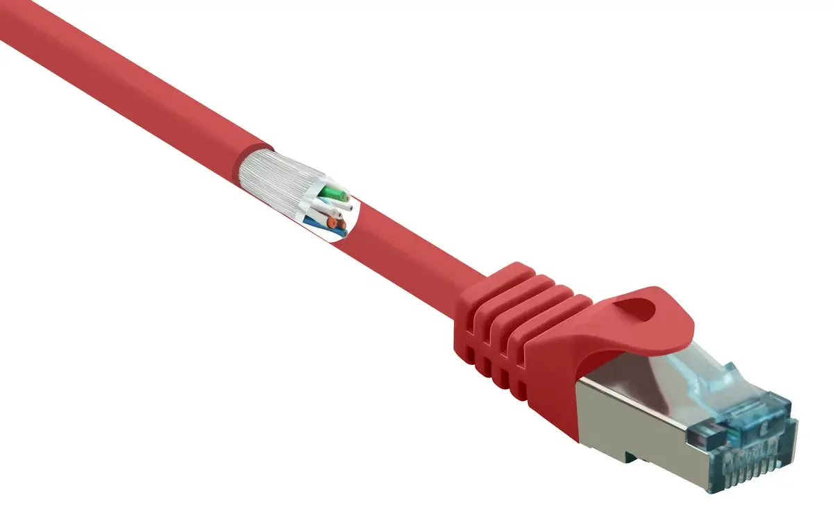 RF-5043974 RJ45 Netwerkkabel, patchkabel CAT 6A S/FTP 0.25 m Vlambestendig 1 stuk(s) van Renkforce in Rood – productfoto