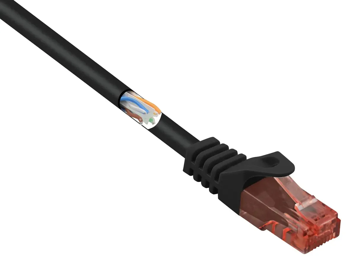 RF-5044004 RJ45 Patchkabel CAT 6 U/UTP 0.25 m Schwarz mit Rastnasenschutz, Halogenfrei 1 St. von Renkforce in Schwarz – Produktfoto