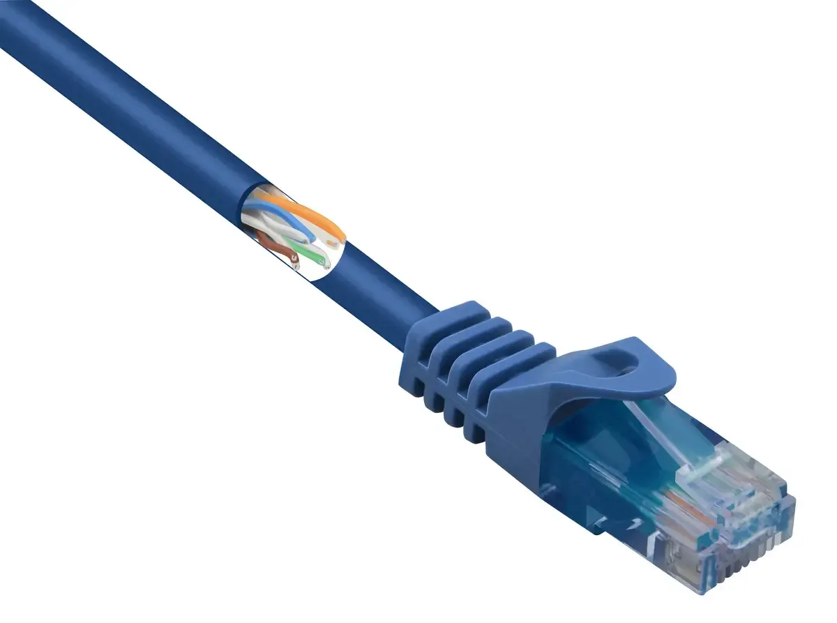 RF-5044022 RJ45 Netwerkkabel, patchkabel CAT 5e U/UTP 2.00 m Snagless, Halogeenvrij 1 stuk(s) van Renkforce in Blauw – productfoto