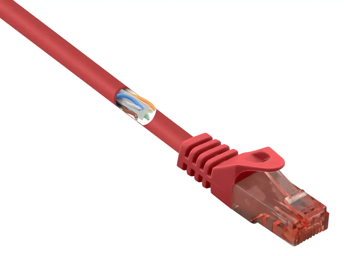 RF-5047416 RJ45 Netwerkkabel, patchkabel CAT 6 U/UTP 0.50 m Snagless, Vlambestendig 1 stuk(s) van Renkforce in Rood – productfoto