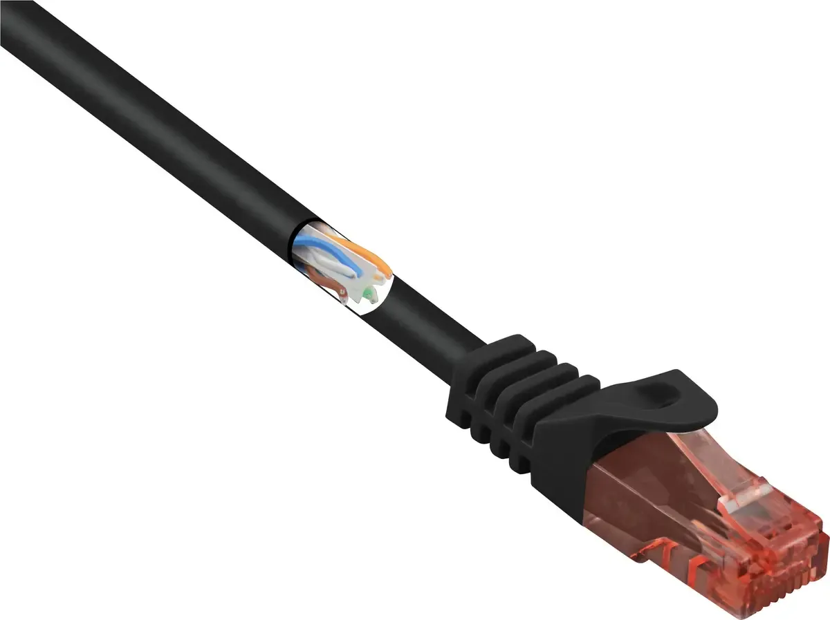 RF-5047422 RJ45 Netwerkkabel, patchkabel CAT 6 U/UTP 1.00 m Snagless, Halogeenvrij 1 stuk(s) van Renkforce in Zwart – productfoto