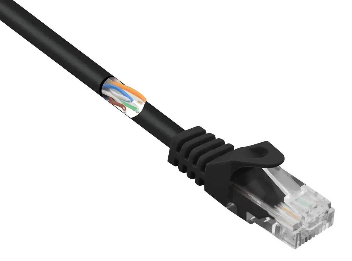 RF-5047432 RJ45 Netwerkkabel, patchkabel CAT 5e U/UTP 2.00 m Snagless 1 stuk(s) van Renkforce in Zwart – productfoto