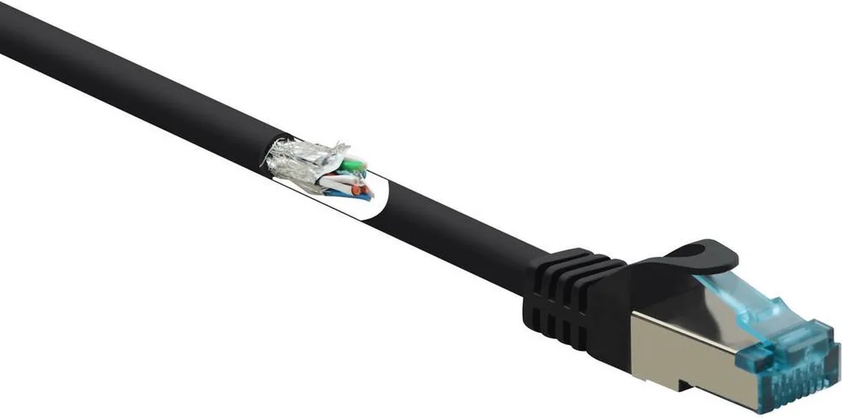 RF-5047472 RJ45 Netwerkkabel, patchkabel CAT 6A S/FTP 10.00 m Vlambestendig 1 stuk(s) van Renkforce in Zwart – productfoto