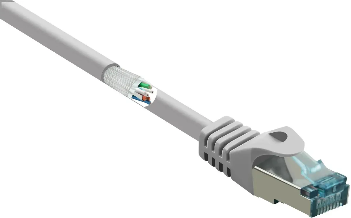 RF-5047490 RJ45 Netwerkkabel, patchkabel CAT 6A S/FTP 2.00 m Vlambestendig 1 stuk(s) van Renkforce in Grijs – productfoto