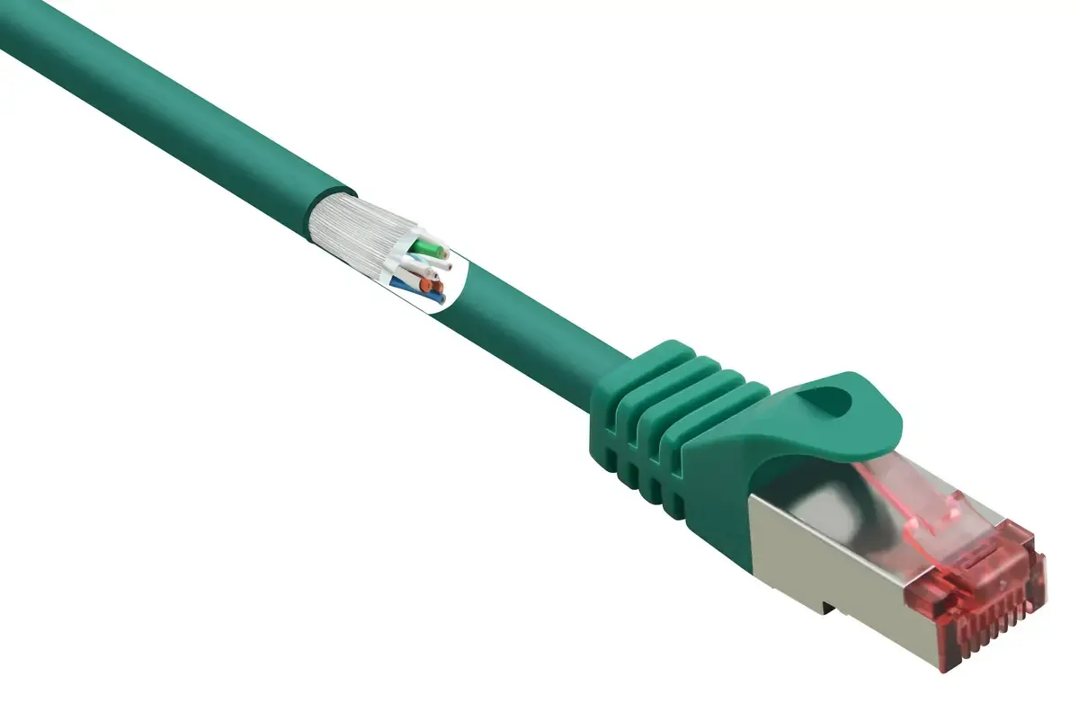 RF-5052916 RJ45 Netwerkkabel, patchkabel CAT 6 S/FTP 2.00 m Snagless, Vergulde steekcontacten, Vlambestendig 1 stuk(s) van Renkforce in Groen – productfoto