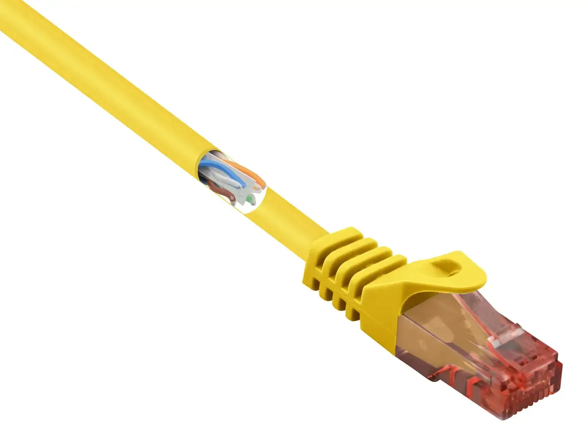 RF-5128866 RJ45 netwerkkabel, patchkabel CAT 6 U/UTP 2.00 m, met clipbescherming, halogeenvrij, 1 st. van Renkforce in Geel – productfoto