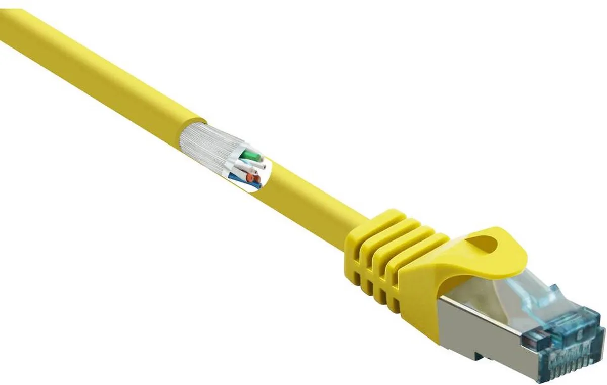 RF-5153664 RJ45 Netwerkkabel, patchkabel CAT 6A S/FTP 10.00 m Snagless, Vlambestendig 1 stuk(s) van Renkforce in Geel – productfoto