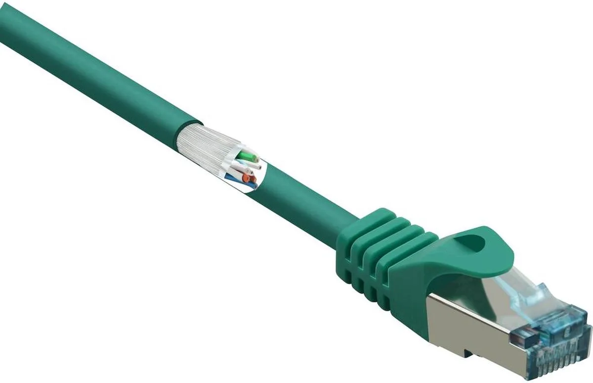 RF-5224658 Câble réseau RJ45, câble de brassage CAT 6A S/FTP 3.00 m, connecteur anti-accroche, ignifugé, 1 pièce de Renkforce en Vert – photo produit