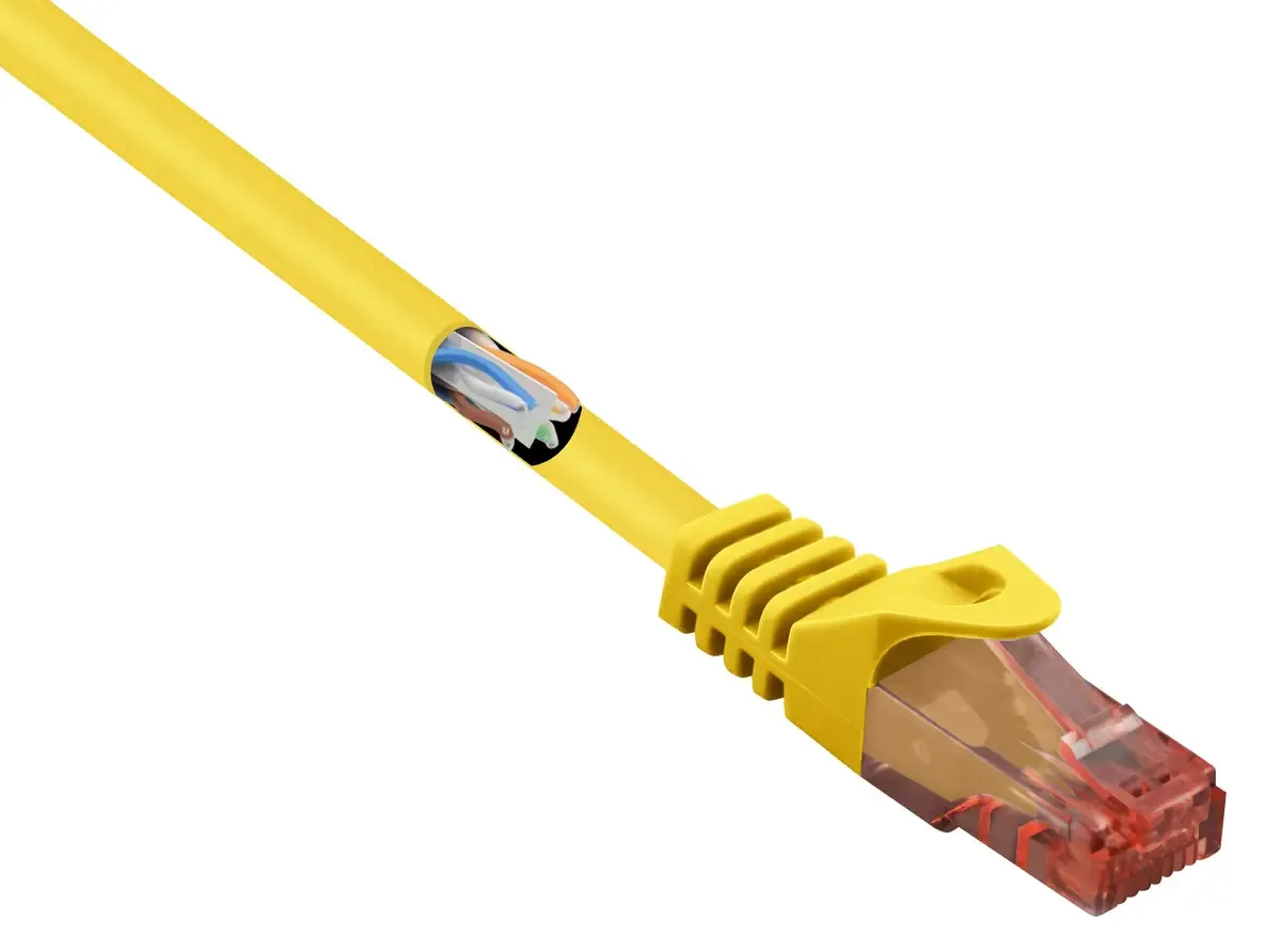 RF-5370038 RJ45 Netværkskabel, patchkabel CAT 6 U/UTP 10.00 m med låsebeskyttelse, Halogenfri 1 stk fra Renkforce i Gul – produktbillede