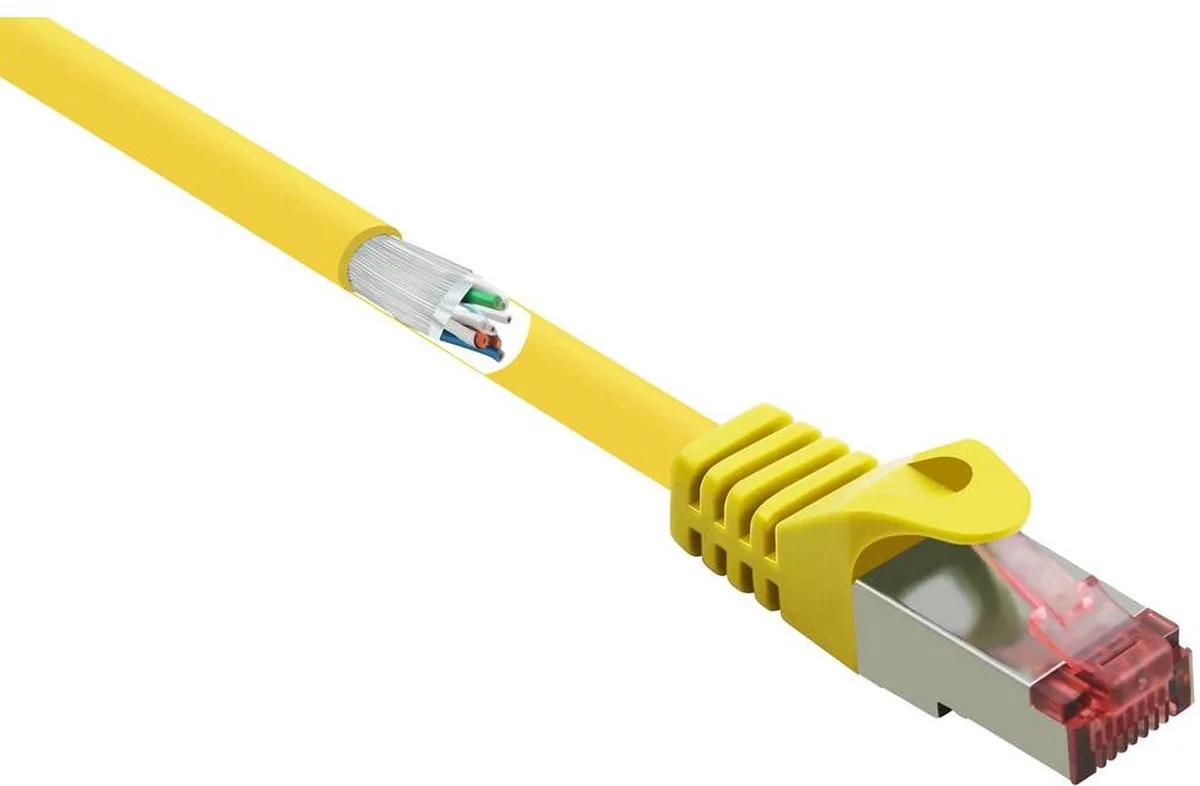 RF-5372560 RJ45 nätverkskabel, patchkabel CAT 6 S/FTP 3.00 m snagless, guldpläterade kontakter, flamsäker 1 st från Renkforce i Gul – produktbild