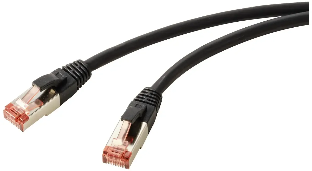 RF-5771528 RJ45 netwerkkabel, patchkabel CAT 6 S/FTP 2.00 m, halogeenvrij, 1 st. van Renkforce in Zwart – productfoto