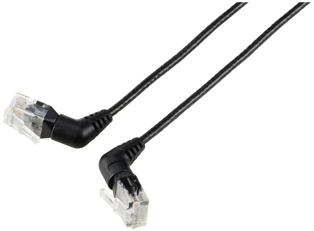 RF-6071544 RJ45 Patchkabel CAT 6 U/UTP 2.00 m Schwarz Steckkontakte 360° drehbar, Gewinkelter Kabelabgang 1 St. von Renkforce in Schwarz – Produktfoto