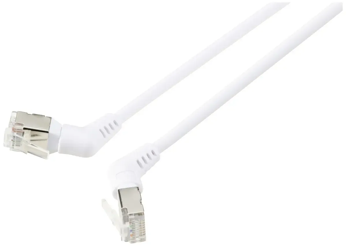 RF-6071568 RJ45 netwerkkabel, patchkabel CAT 6A F/UTP 2.00 m, draaibare connector 360°, haakse kabeluitgang, 1 st. van Renkforce in Wit – productfoto