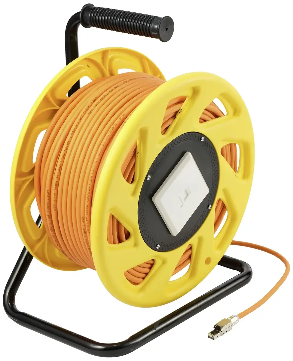 RJ45 Netwerk Kabelhaspel CAT 6a (losse kabel CAT 7) S/FTP 90 m Halogeenvrij van Renkforce in Oranje – productfoto