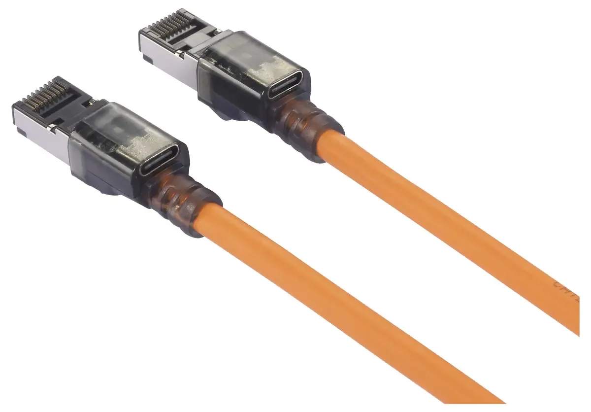 RJ45 Netwerkkabel, patchkabel CAT 6A S/FTP 0.50 m Port-Finder-functie, Halogeenvrij, Vlambestendig 1 stuk(s) by Renkforce in Orange – product photo