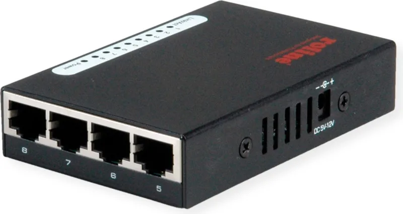 Gigabit Ethernet Switch, Pocket, 8-Poorts från Roline i Svart – produktbild