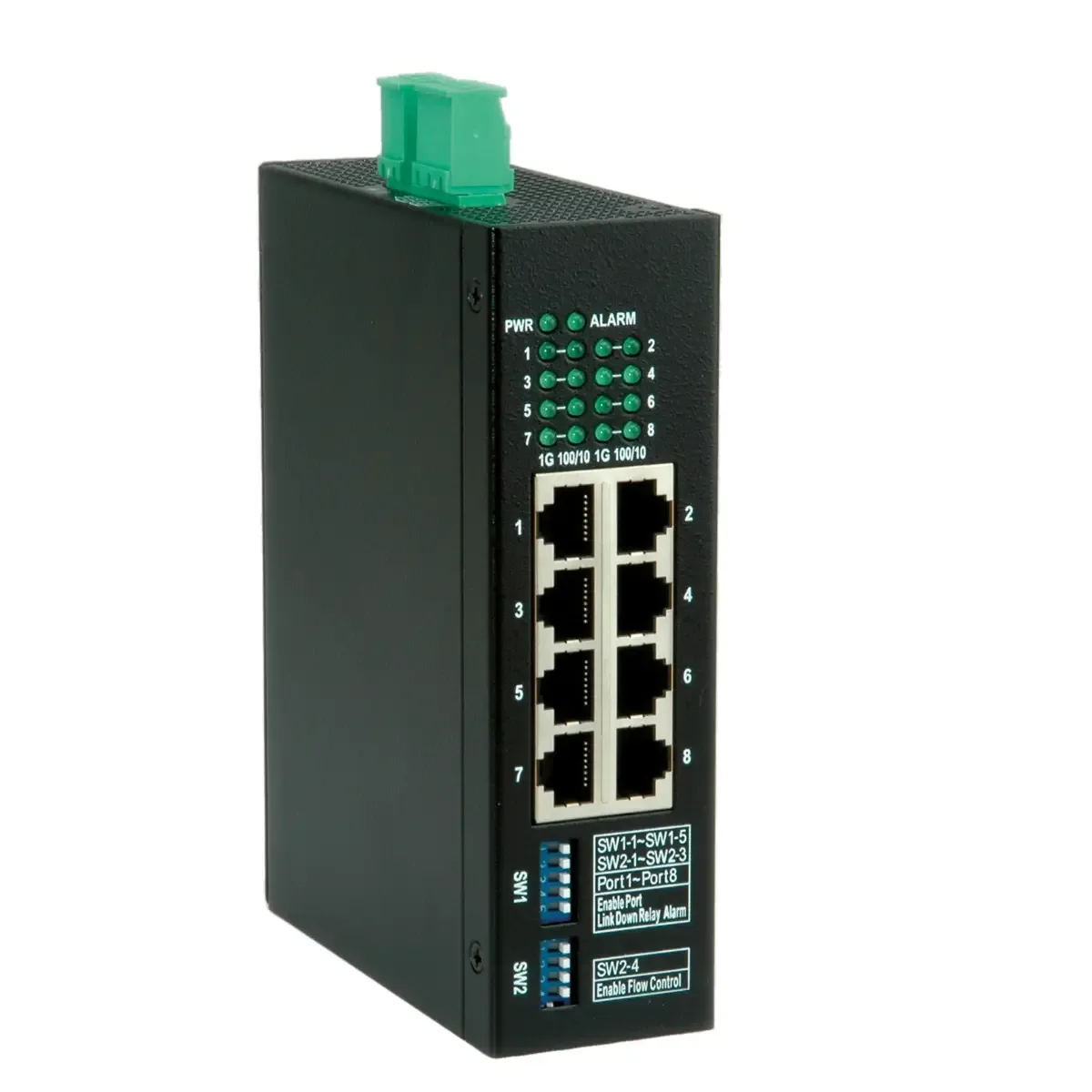 Commutateur Gigabit industriel ROLINE, 8x RJ-45 de Roline en Noir – photo produit