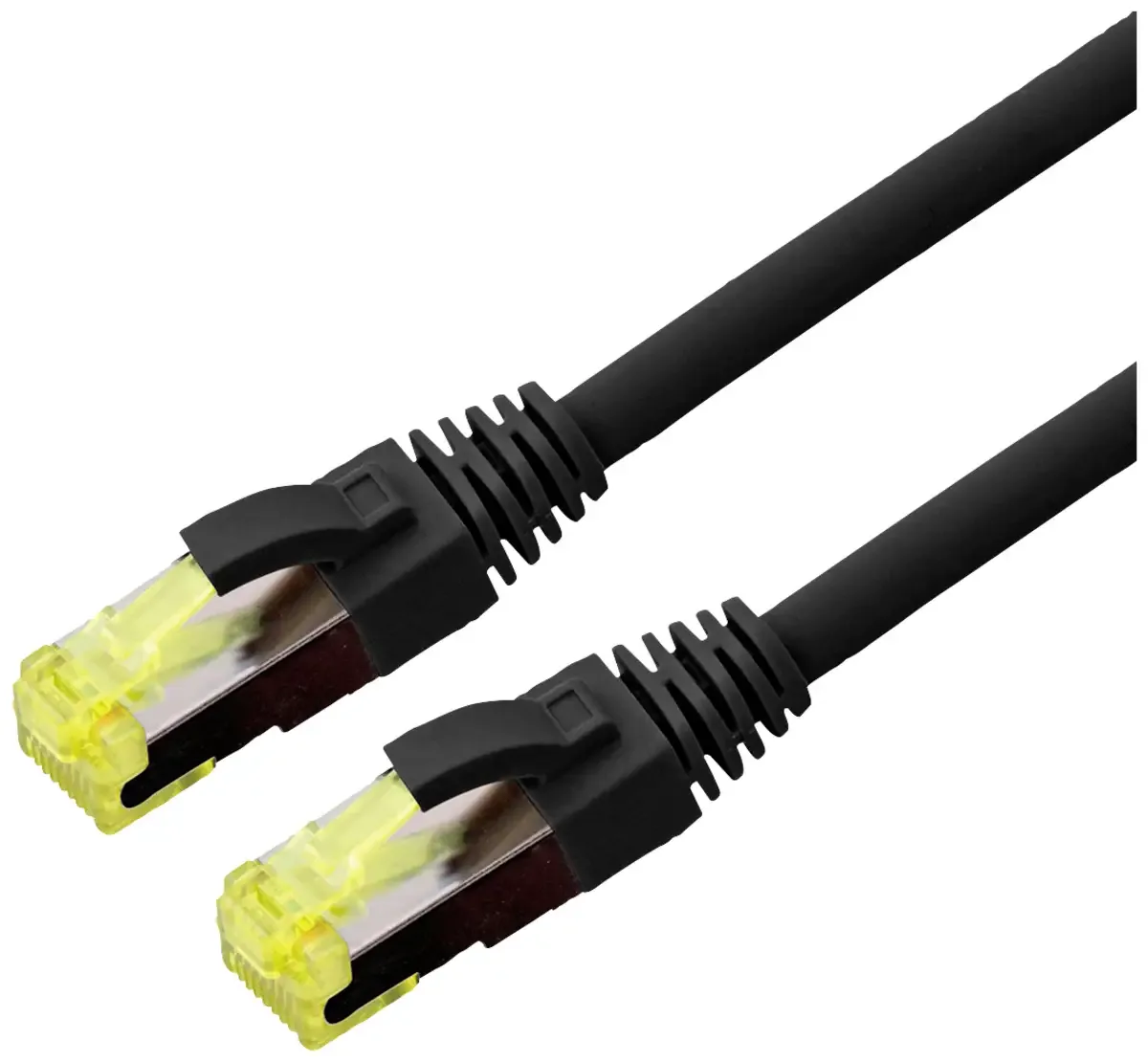 Udendørs patchkabel Cat.6A (klasse EA) S/FTP (PiMF), fleksibel ledning, LSOH, 0,5 m fra Roline i Sort – produktbillede