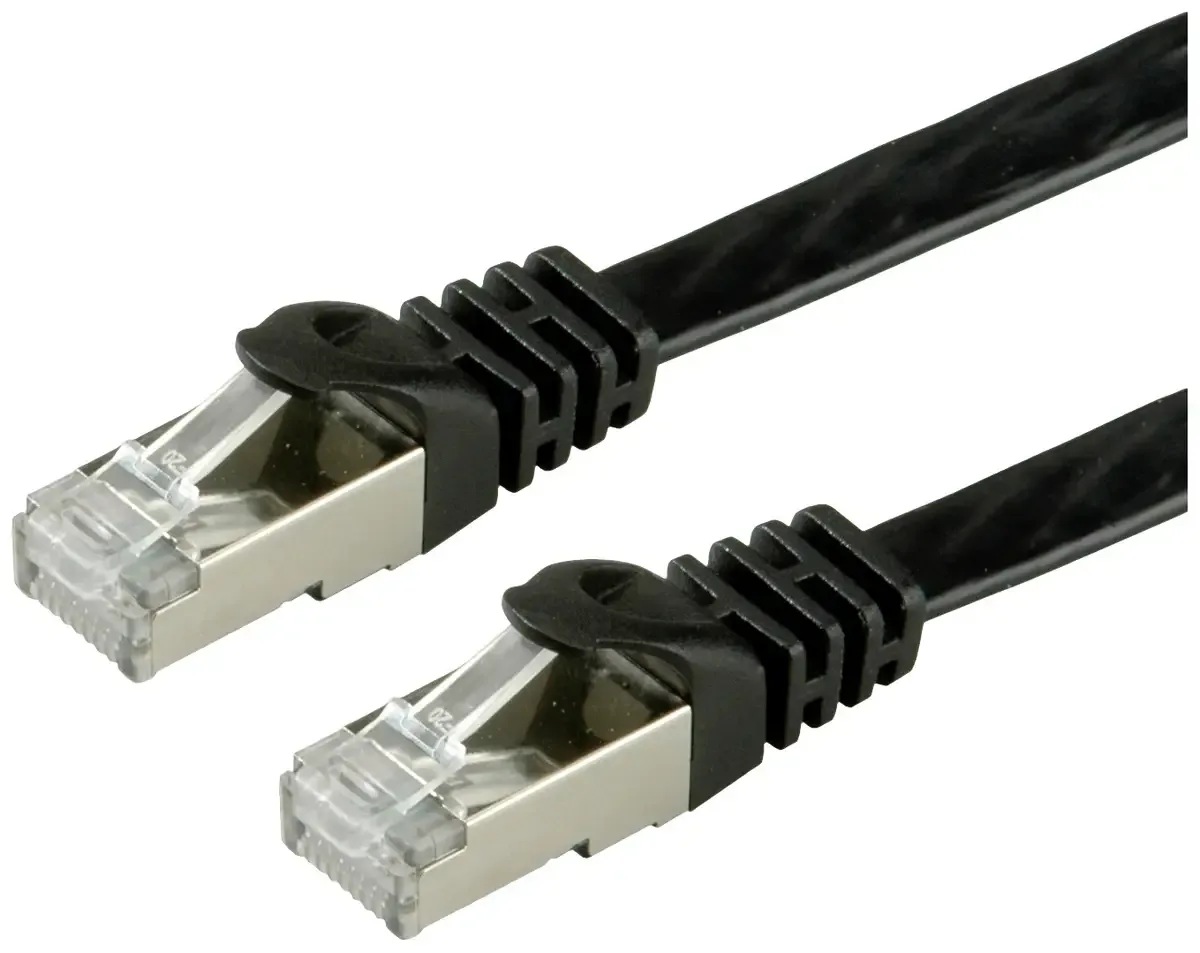 patchkabel Cat.6 (Klasse E) FTP, extra plat, 3 m van Roline in Zwart – productfoto