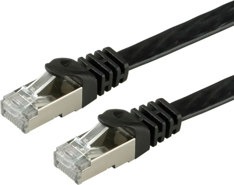 patchkabel Cat.6 (Klasse E) FTP, extra plat, 5 m de Roline en Noir – photo produit