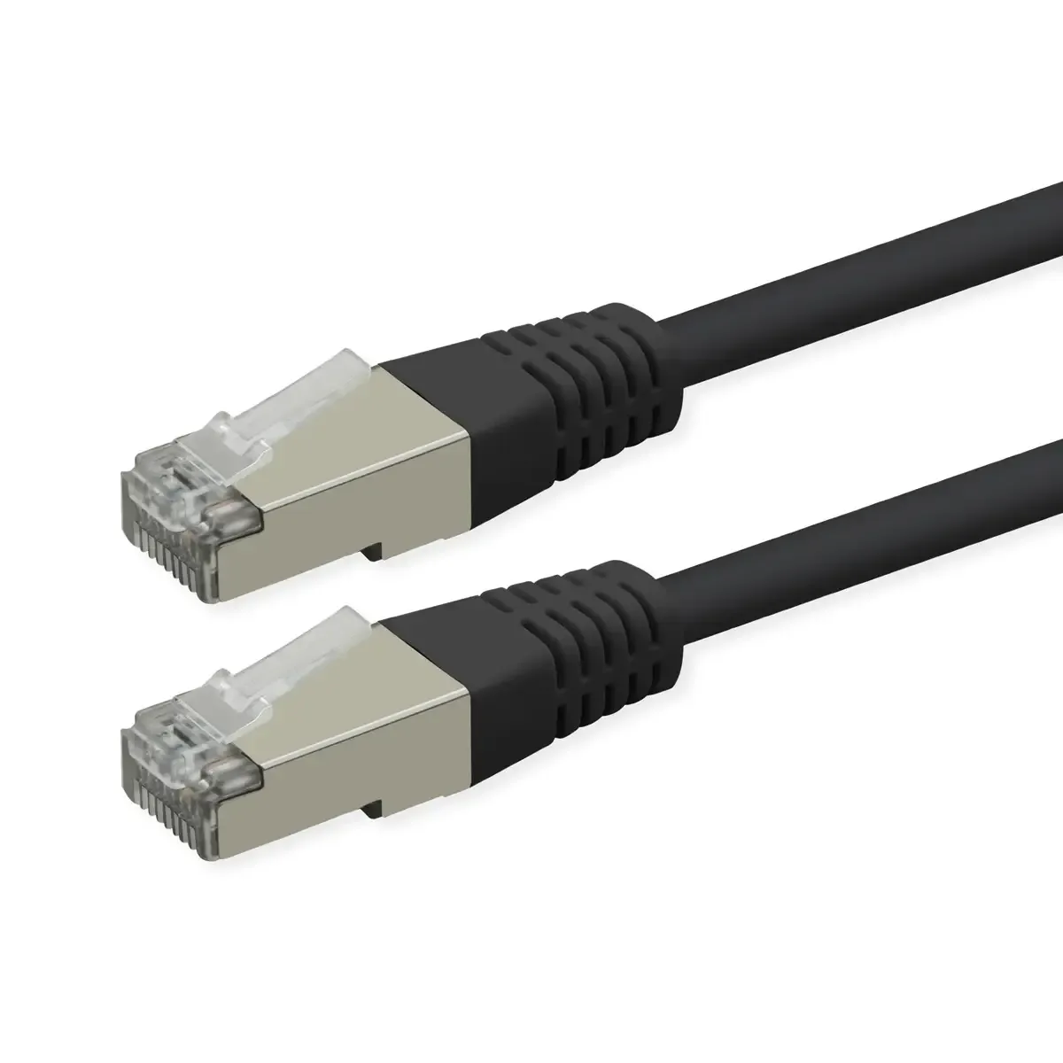 patchkabel Cat.6 (klasse E), PoE, S/FTP (PiMF), 0,3 m från Roline i Svart – produktbild