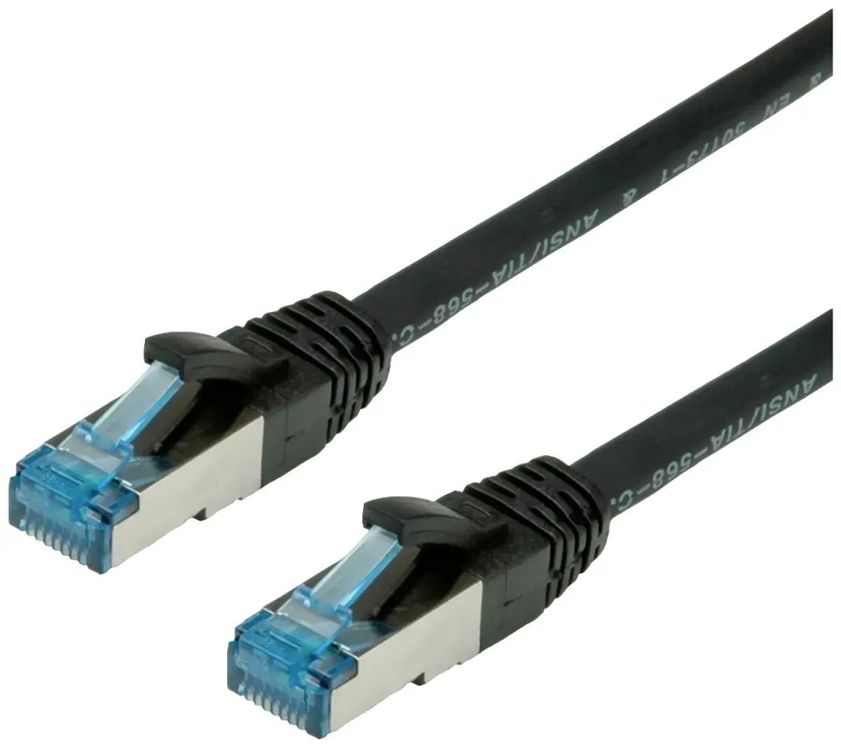 Patchkabel Kat.6A (Class EA) S/FTP (PiMF), LSOH, 0,5 m från Roline i Svart – produktbild