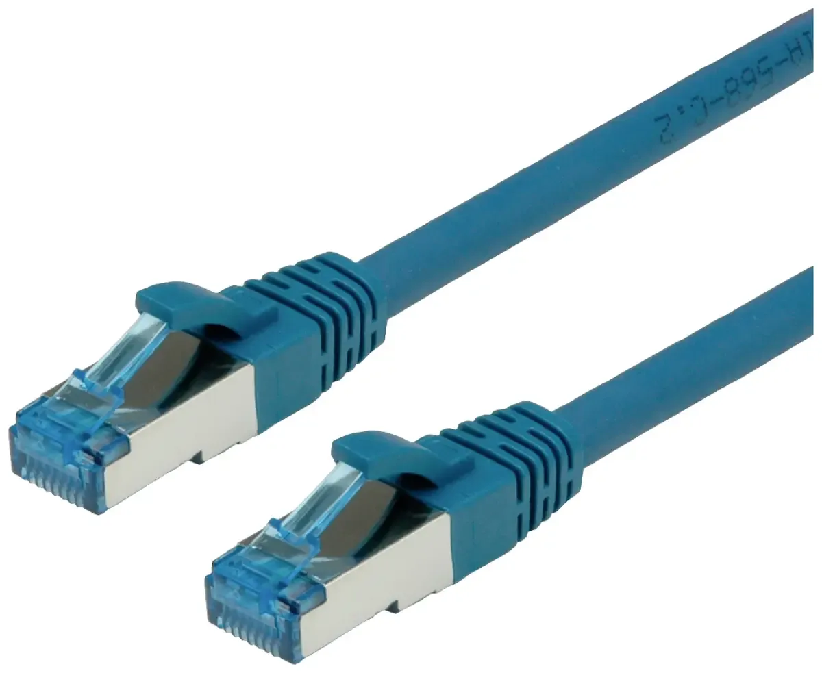 Patchkabel Kat.6A (Class EA) S/FTP (PiMF), LSOH, 2 m fra Roline i Blå – produktbillede