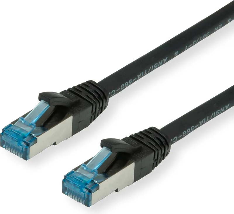 Patchkabel Kat.6A (Class EA) S/FTP (PiMF), LSOH, 5 m från Roline i Svart – produktbild