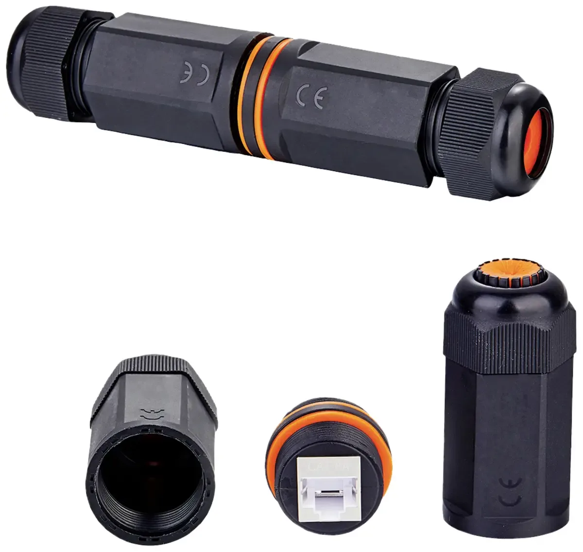 RJ-45 coupler shielded, Cat.6A (Class EA), outdoor/industrial, black by Roline – product photo