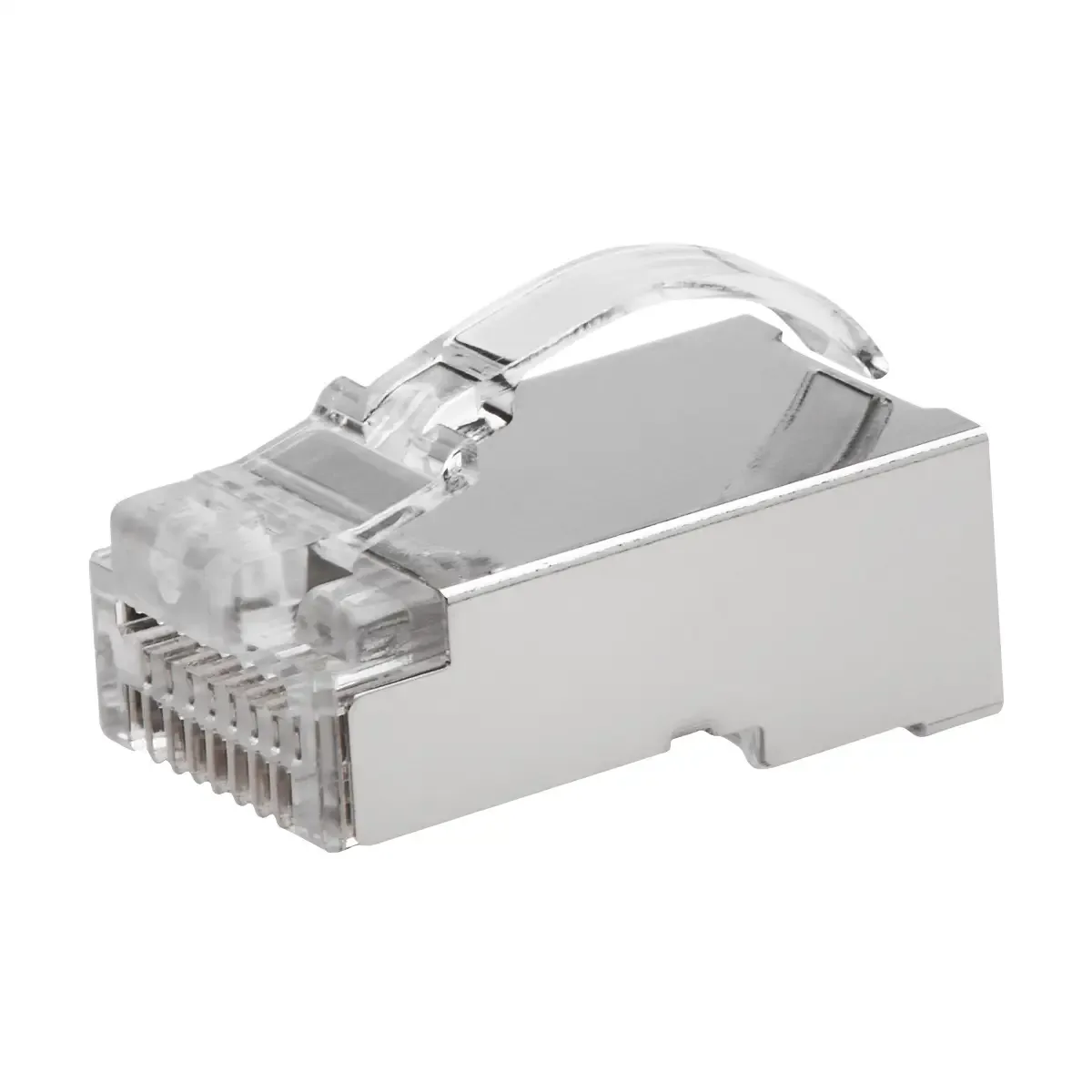RJ45 Stecker, geschirmt, Cat.6/6A (Class E/EA), Pass-Through Modularstecker, für Massiv-/Litzendraht, 10 St. fra Roline – produktbillede