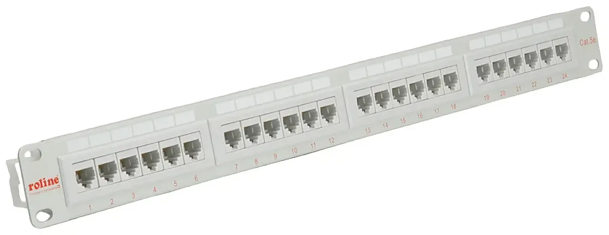 Roline 24 ports Panneau de brassage 483 mm (19) CAT 5e 1 UH gris de Roline – photo produit