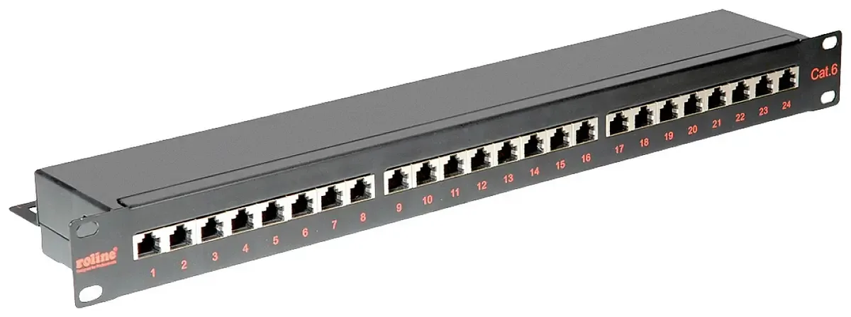 Roline 24 ports Panneau de brassage 483 mm (19) CAT 6 1 UH noir de Roline – photo produit
