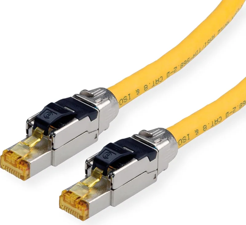 S/FTP-(PiMF-) patchkabel Cat.8 (Klasse I), LSOH, PoE, massief, 3 m från Roline i Gul – produktbild