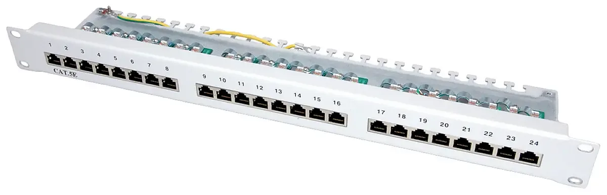 Value 24 poorten patchpaneel 483 mm (19) CAT 5e 1 UH grijs van Roline – productfoto