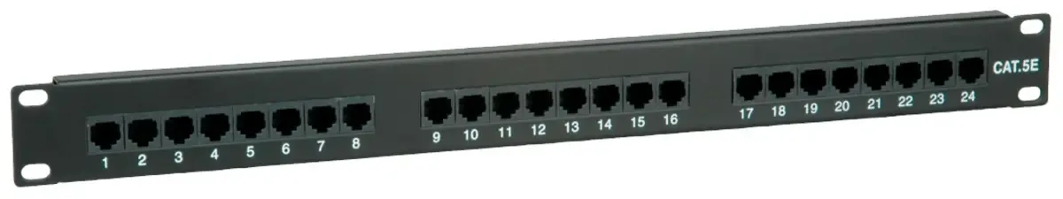 Value 24 ports Panneau de brassage 483 mm (19) CAT 5e 1 UH noir de Roline – photo produit