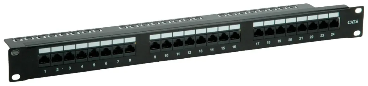 Value 24 ports Panneau de brassage 483 mm (19) CAT 6 1 UH noir de Roline – photo produit