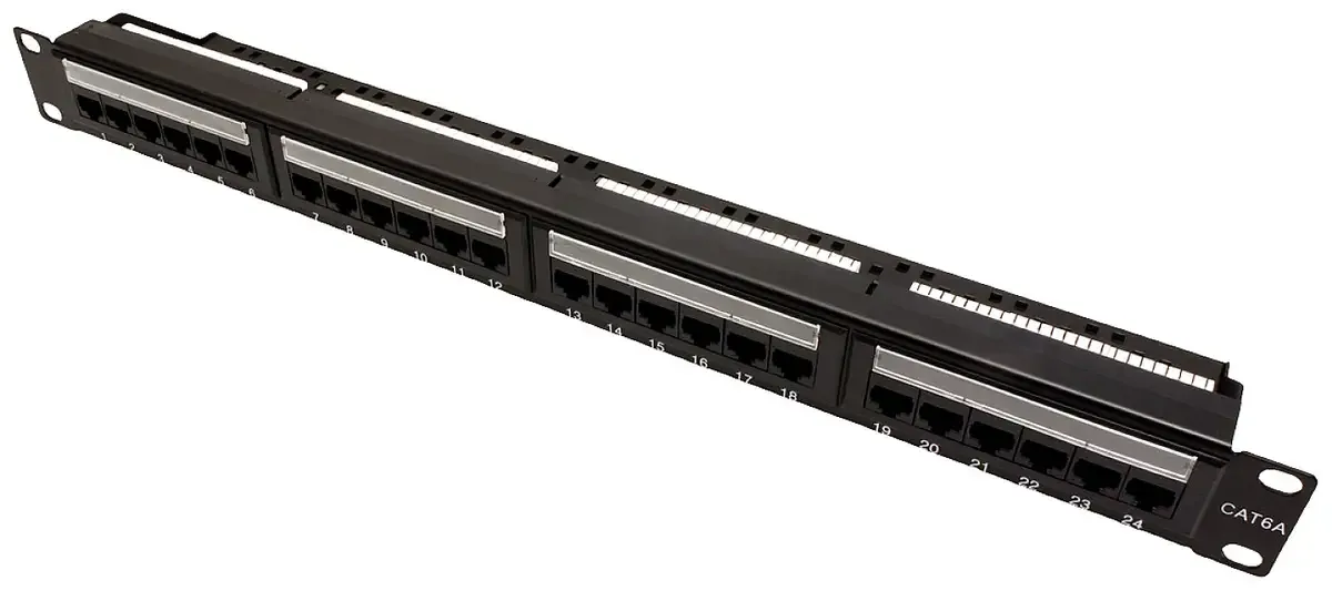 Value 24 poorten patchpaneel 483 mm (19) CAT 6a 1 UH zwart, onbestukt van Roline – productfoto