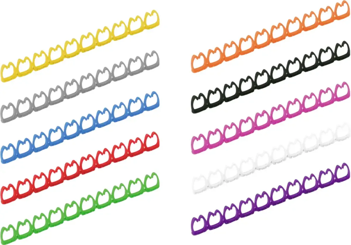 VALUE Kabelmarkierungsset für Patchkabel Markeerclip Opdruk 0 - 9 Buitendiameter 5 tot 6.5 mm 25.99.5256 fra Roline i 10-kleurig – produktbillede