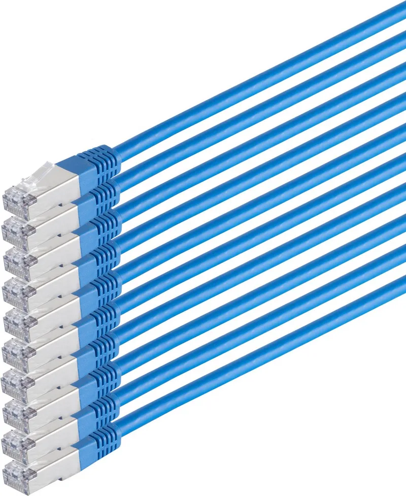 Patchkabel cat 6 S/FTP PIMF HF VE10 blau 0,25m fra S-Impuls i Blå – produktbillede
